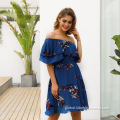 Lady Floral Dress Woman Beach Dress Sexy One Shoulder Holiday Dress Factory